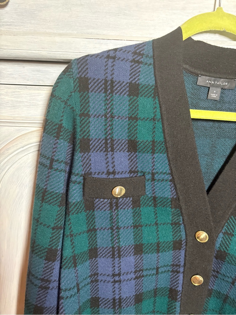 Ann Taylor Blackwatch Plaid Cardigan Preppy Grandpa Country Club Academia - Picture 7 of 10